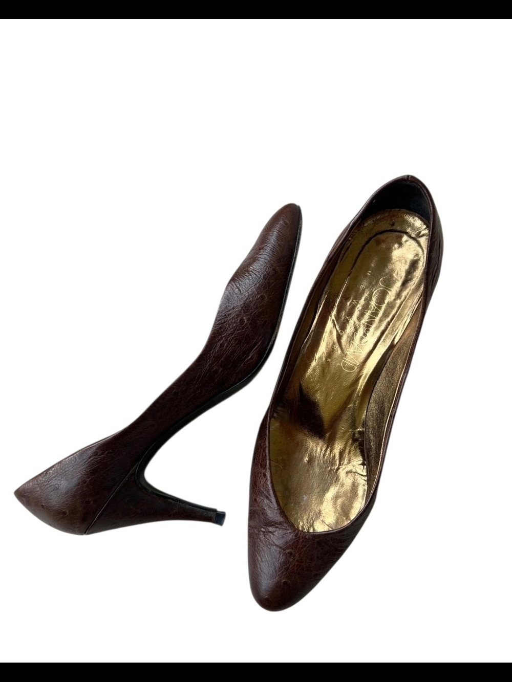 💕Vintage Joan & David Brown Leather Pointed-Toe Pumps Handmade In Italy💕